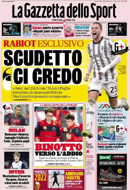 Rassegna stampa Juve: prime pagine quotidiani sportivi - 16 novembre 2022 39