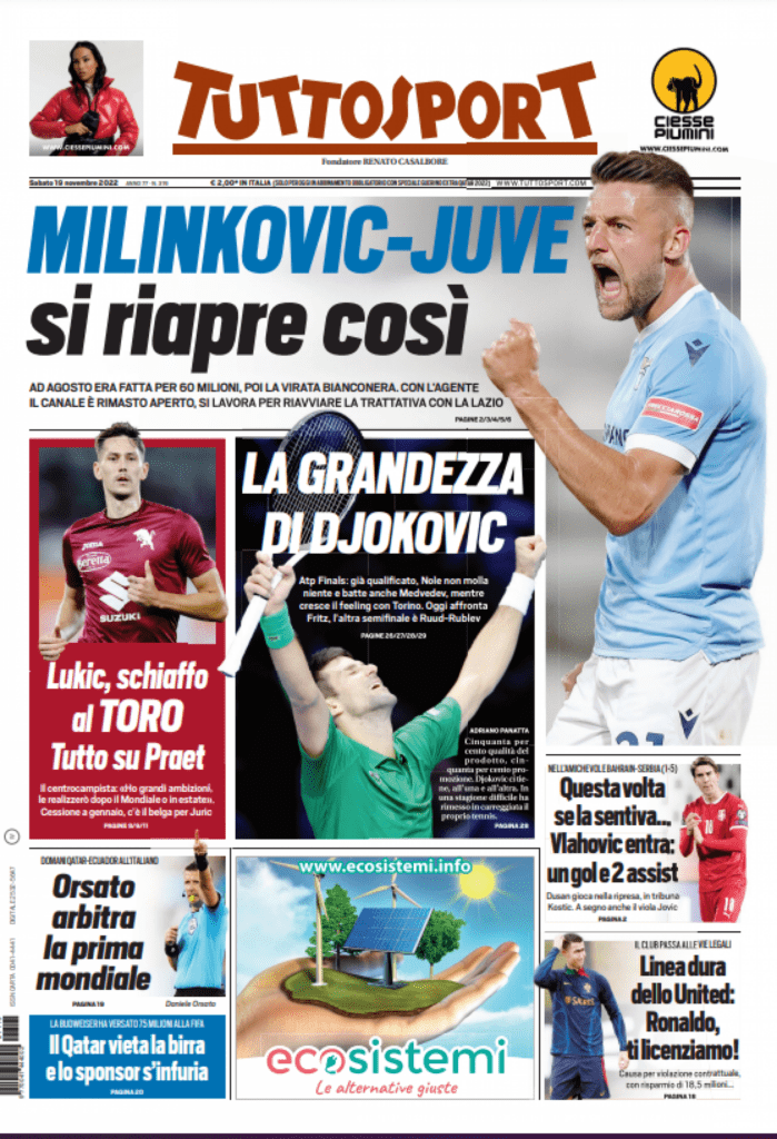 Rassegna stampa Juve: prime pagine quotidiani sportivi - 19 novembre 2022 36 tuttosport 43