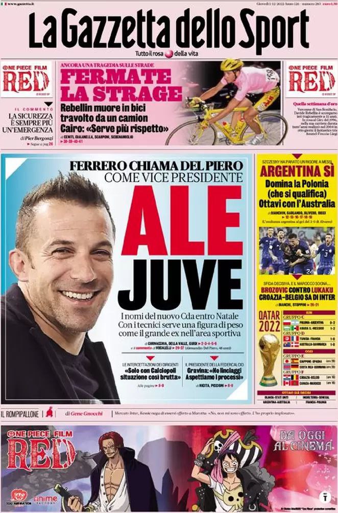 Rassegna stampa Juve: prime pagine quotidiani sportivi - 1 dicembre 2022 38 photo 5782837825710963547 y