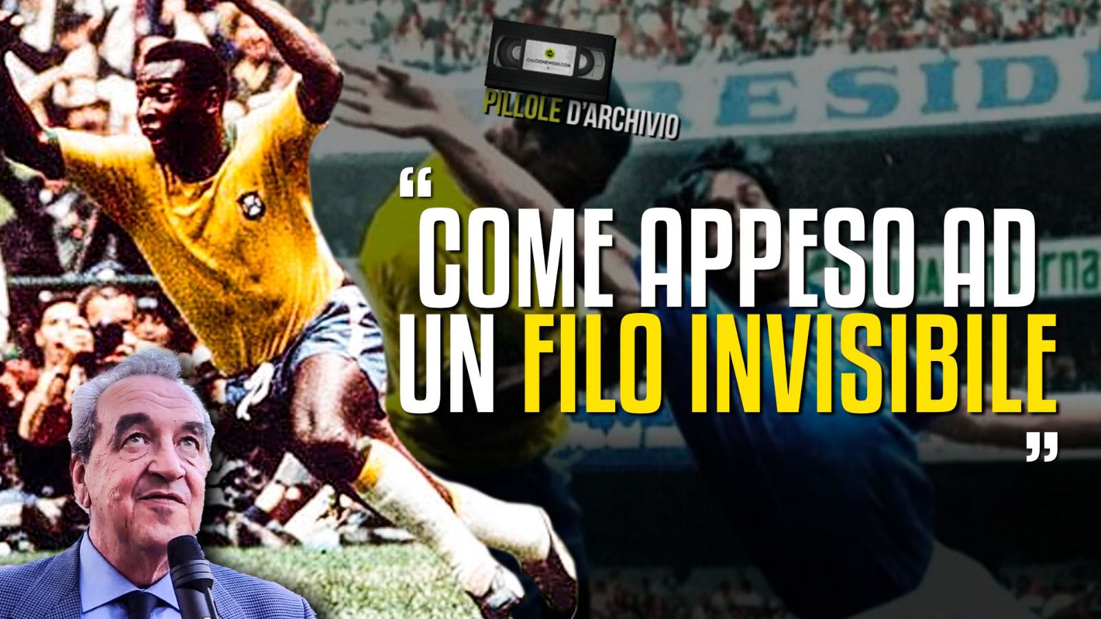 Bruno Pizzul su Pelè sostenuto da