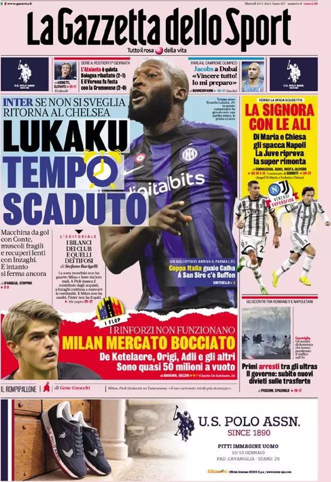 Rassegna stampa Juve: prime pagine quotidiani sportivi – 10 gennaio 2023 38 Gazzetta dello Sport