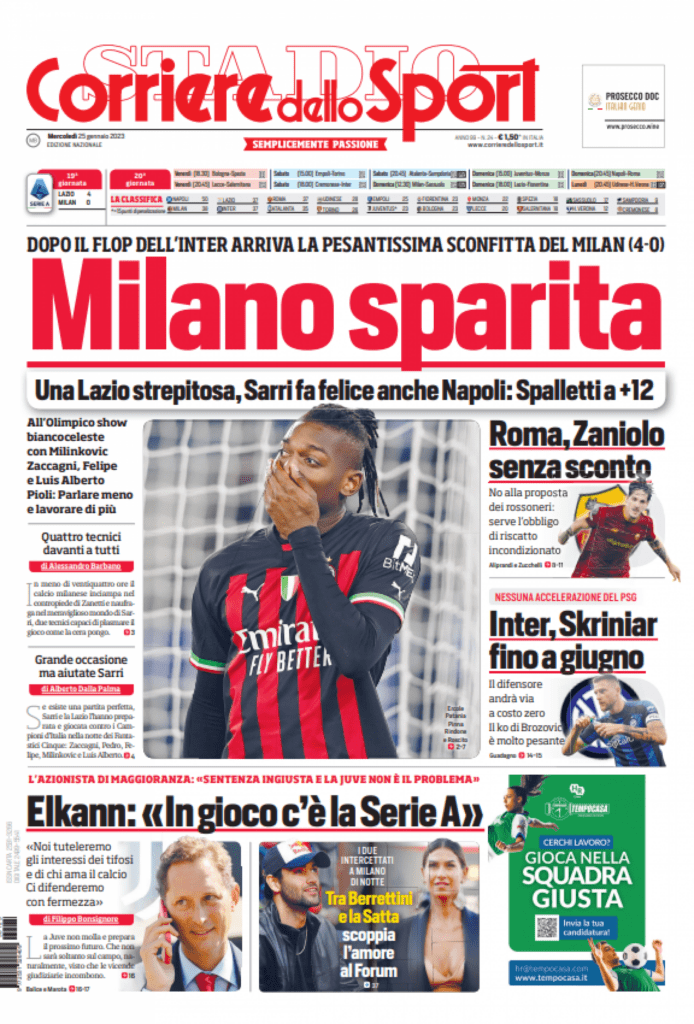 Rassegna stampa Juve: prime pagine quotidiani sportivi – 25 gennaio 2023 37 cds 25 gennaio 2023