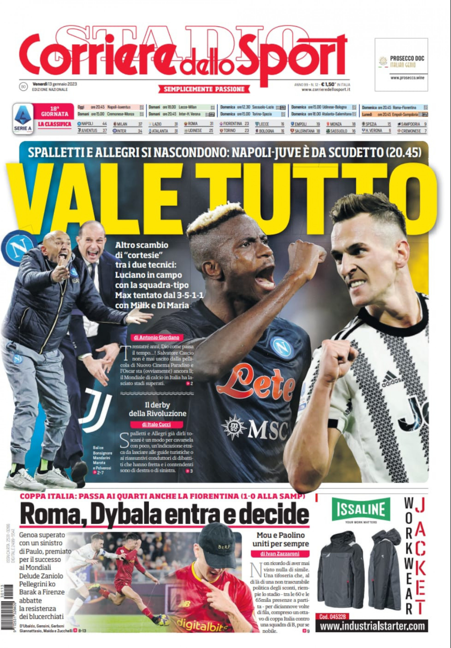 Rassegna stampa Juve: prime pagine quotidiani sportivi – 13 gennaio 2023 38 corriere dello sport