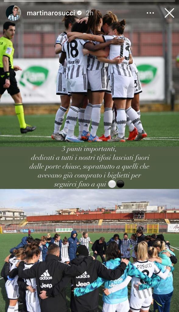 Rosucci, dedica ai tifosi della Juventus Women: «Per voi che avevate già preso il biglietto» 37 rosucci instagram