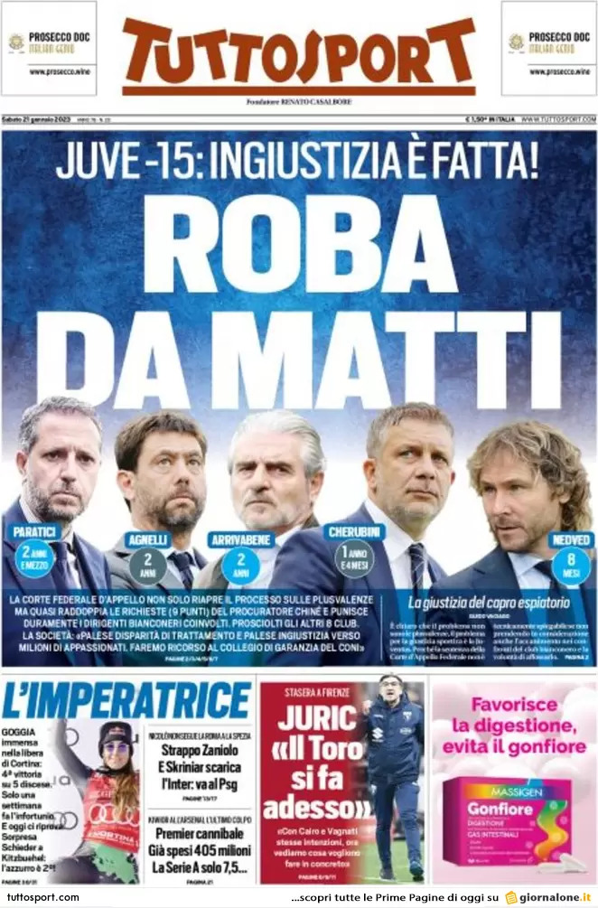 Rassegna stampa Juve: prime pagine quotidiani sportivi – 21 gennaio 2023 36 tuttosport 002305535