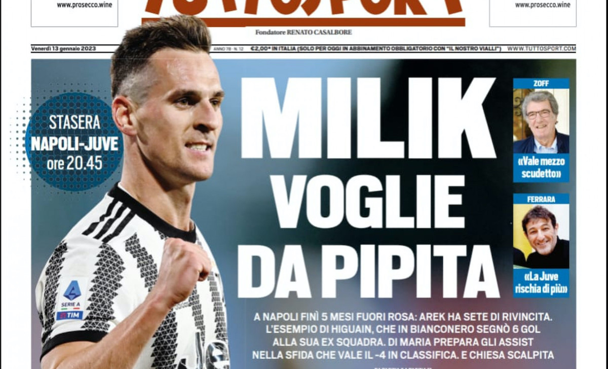 Rassegna stampa Juve: prime pagine quotidiani sportivi – 13 gennaio 2023 36 tuttosport 1