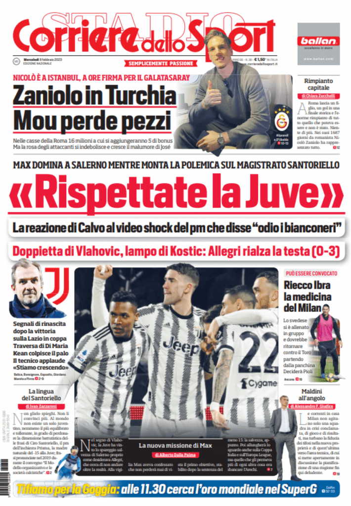Rassegna stampa Juve: prime pagine quotidiani sportivi – 8 febbraio 2023 37 cds 8 febbraio 2023
