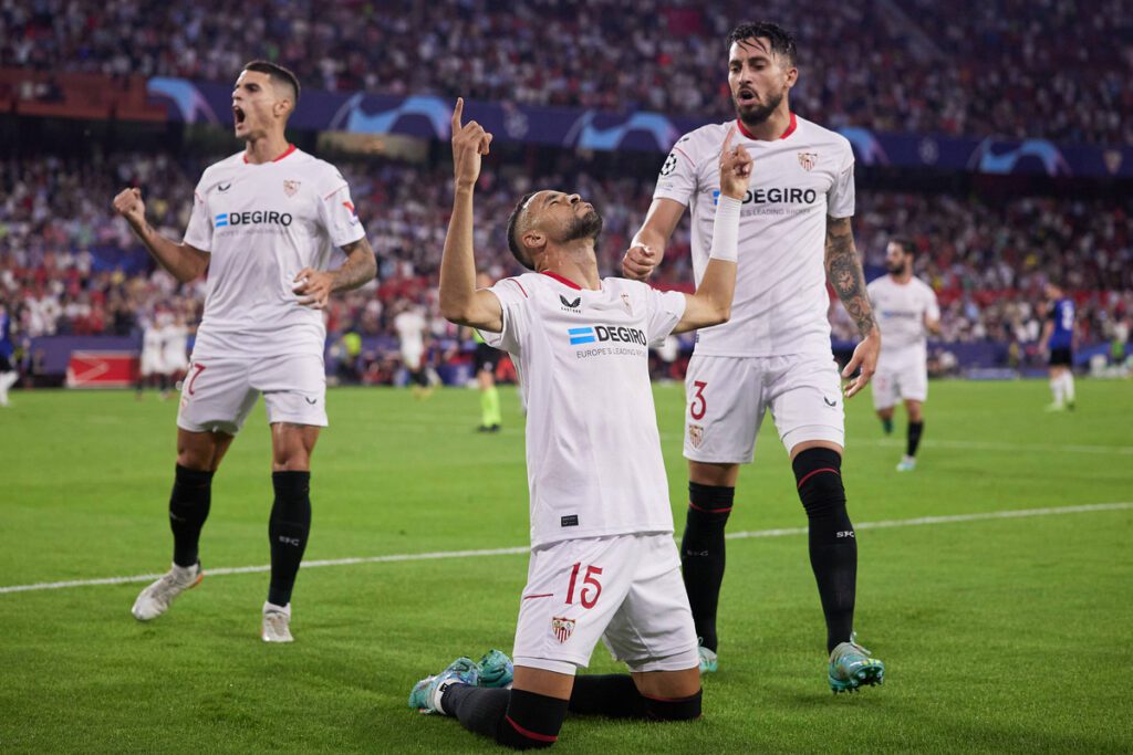 Sevilla FC v FC Copenhagen, UEFA Champions League, Seville, Spain Seville, Spain. 25th October 2022. Youssef En Nesyri (