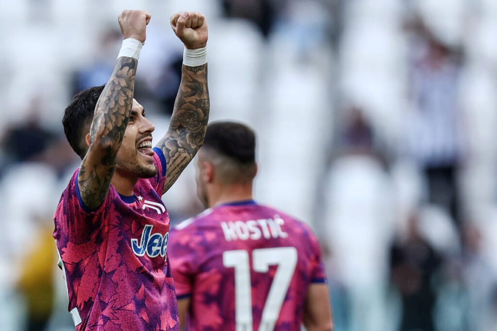 Juventus Fc Us Lecce Leando Paredes of Juventus Fc celebrates after scoring his team s first goal during the Serie A m