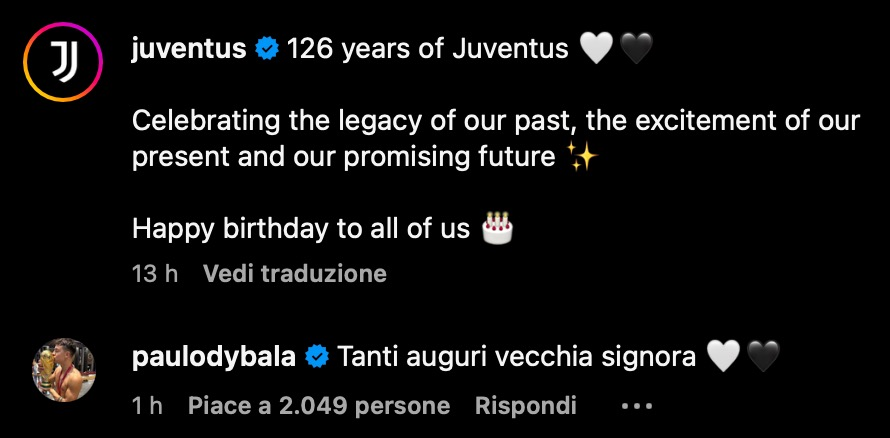 Dybala, nostalgia di Juve? Sotto il post dei 126 anni spunta quel commento... - FOTO 37 image 1