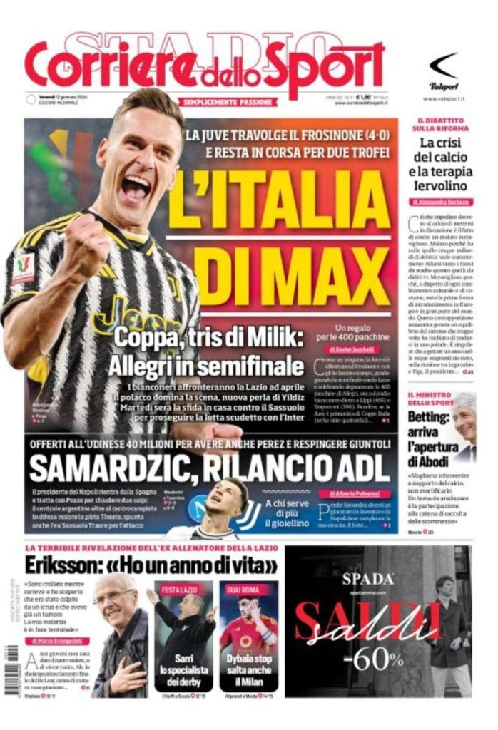 Rassegna stampa Juve: prime pagine quotidiani sportivi - 12 gennaio 37 IMG 20240112 081538 891