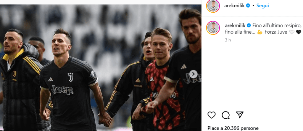 Milik esulta sui social: «Fino all’ultimo resipiro, fino alla fine» – FOTO 37 Screenshot 2024 02 25 182022