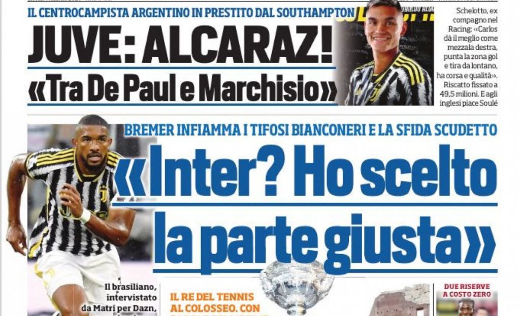 Tuttosport prima pagina 1 febbraio 2024 rid