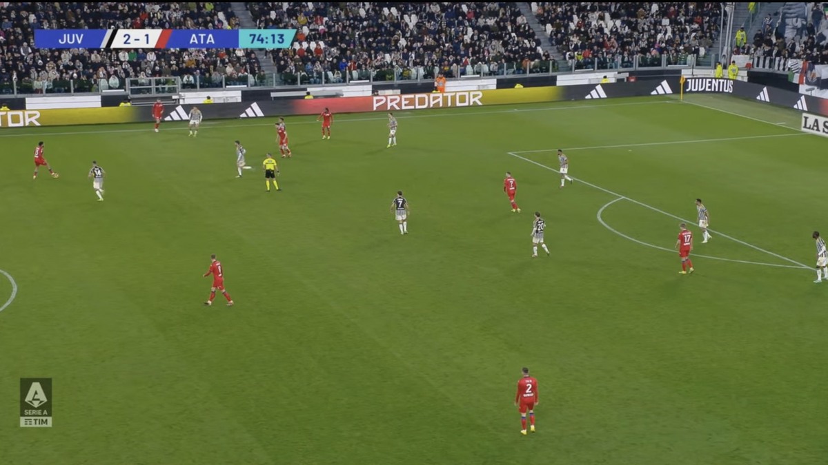 Juve Atalanta, nove uomini fuori causa con due passaggi: così nasce il secondo gol di Koopmeiners 36 Juve Atalanta