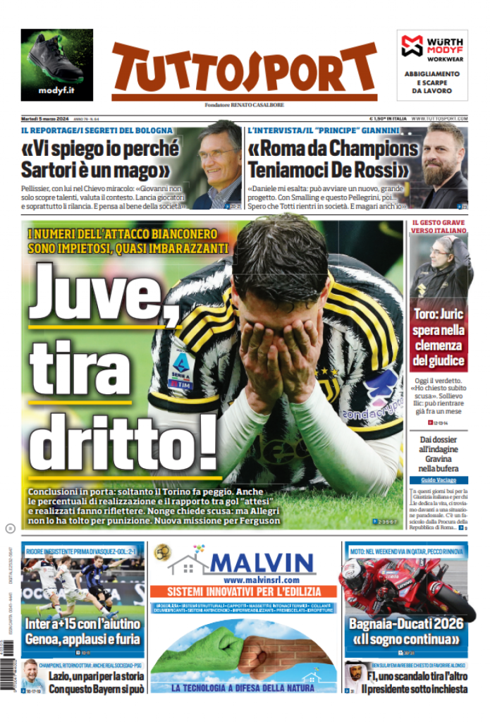 Tuttosport prima pagina 5 marzo