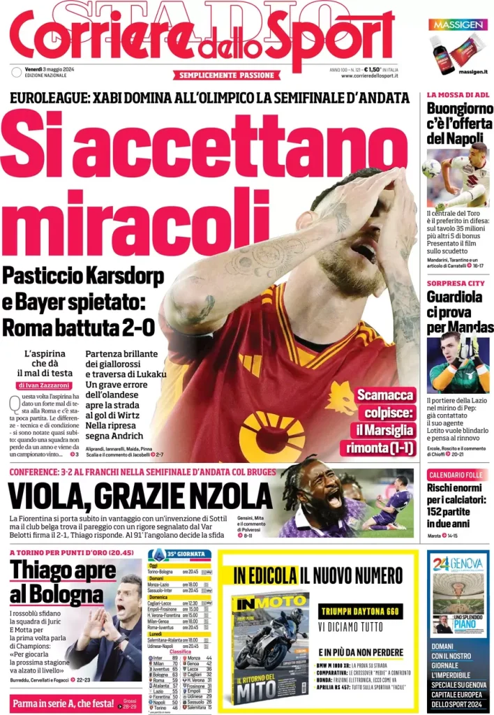 Rassegna stampa Juve: prime pagine quotidiani sportivi - 3 maggio 37 corriere dello sport 003023465