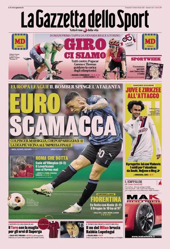 Rassegna stampa Juve: prime pagine quotidiani sportivi - 3 maggio 38 la gazzetta dello sport 005705668