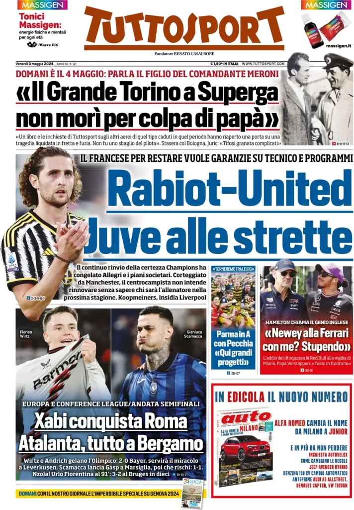 Rassegna stampa Juve: prime pagine quotidiani sportivi - 3 maggio 36 tuttosport 003818216
