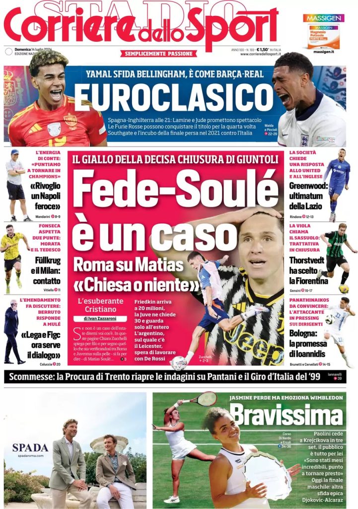 Rassegna stampa Juve: prime pagine quotidiani sportivi - 14 luglio 38 corriere dello sport 020408670