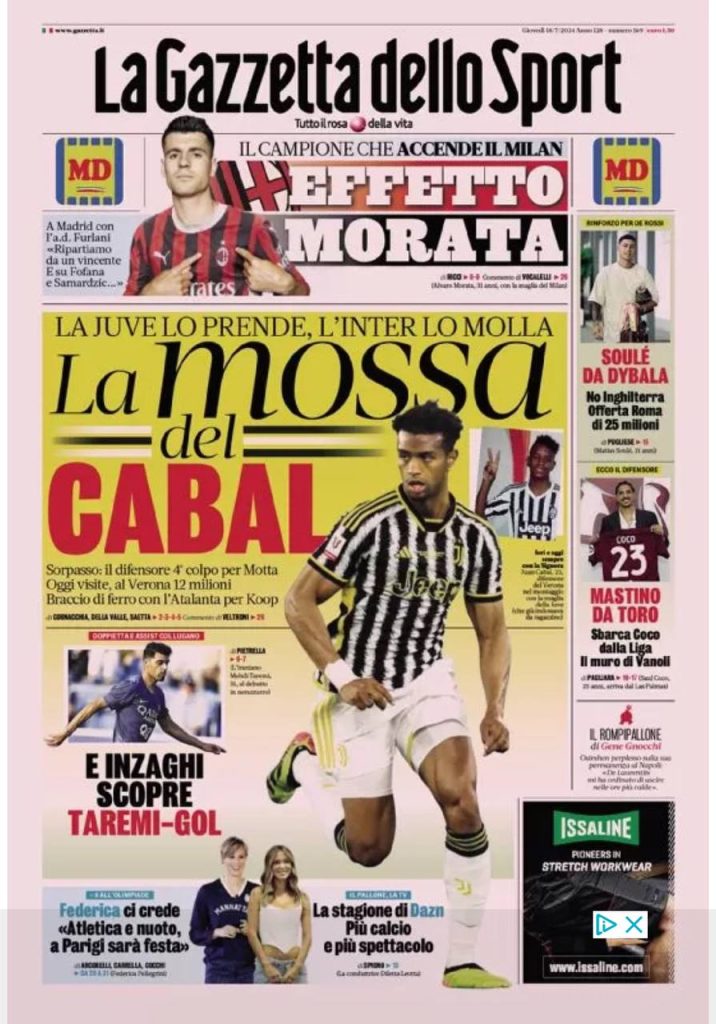 Rassegna stampa Juve: prime pagine quotidiani sportivi - 18 luglio 38 photo 2024 07 18 02 16 40