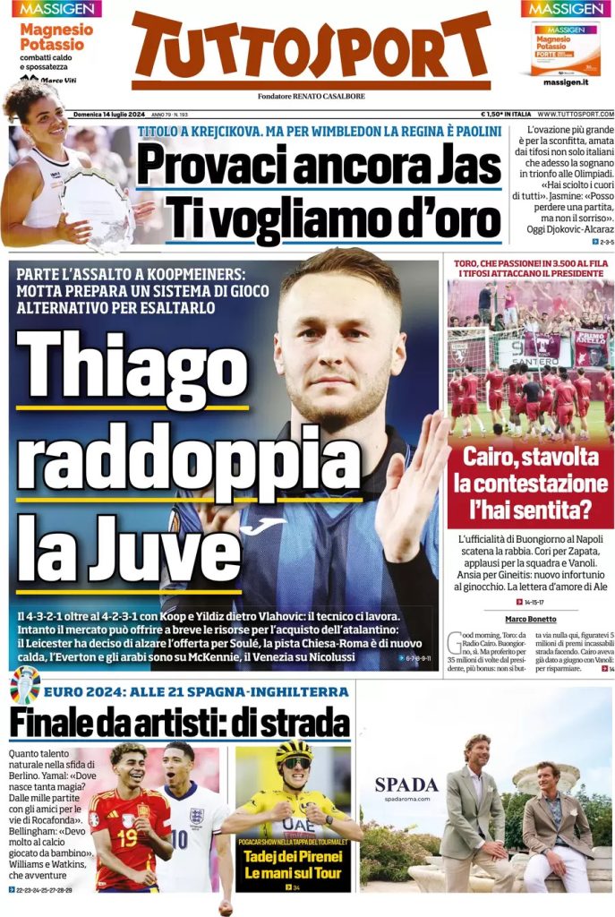 Rassegna stampa Juve: prime pagine quotidiani sportivi - 14 luglio 36 tuttosport 020354203