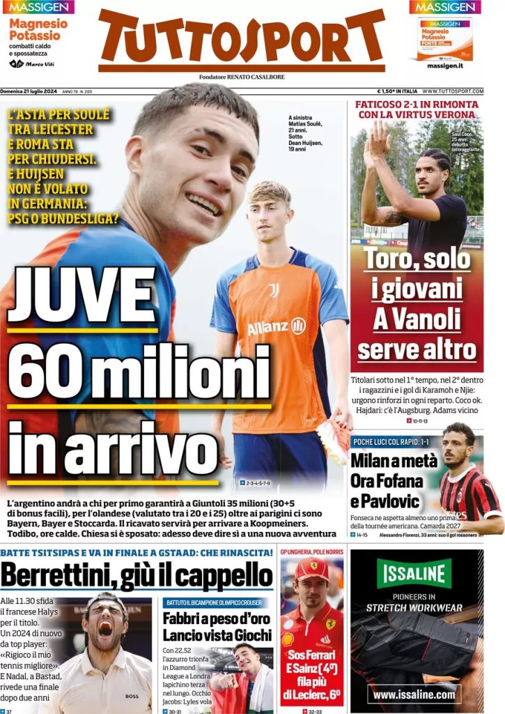Rassegna stampa Juve: prime pagine quotidiani sportivi - 21 luglio 36 tuttosport 021205349