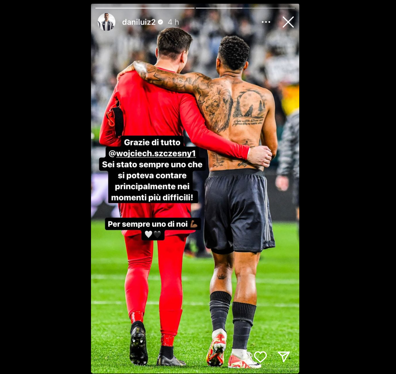 Szczesny Juve, Danilo lo ringrazia: «Sei stato uno su cui si poteva sempre contare soprattutto…» 36 Szczesny Danilo