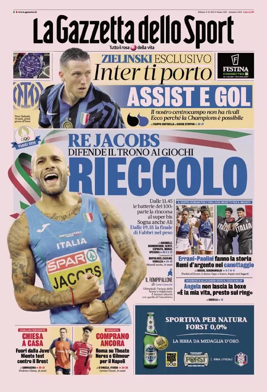 Rassegna stampa Juve: prime pagine quotidiani sportivi - 3 agosto 36 la gazzetta dello sport 010031807