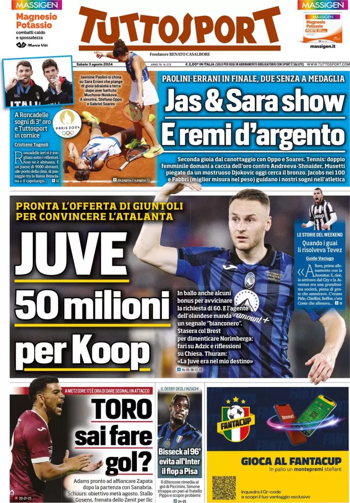 Rassegna stampa Juve: prime pagine quotidiani sportivi - 3 agosto 37 tuttosport 021205480