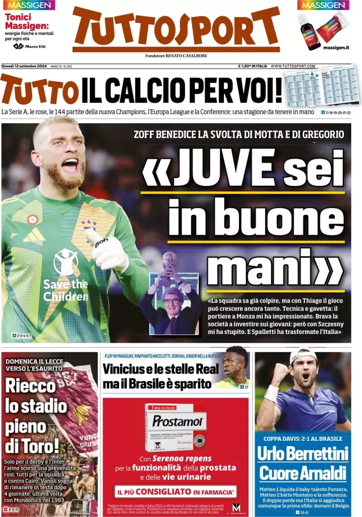 Rassegna stampa Juve: prime pagine quotidiani sportivi - 12 settembre 37 1000260204
