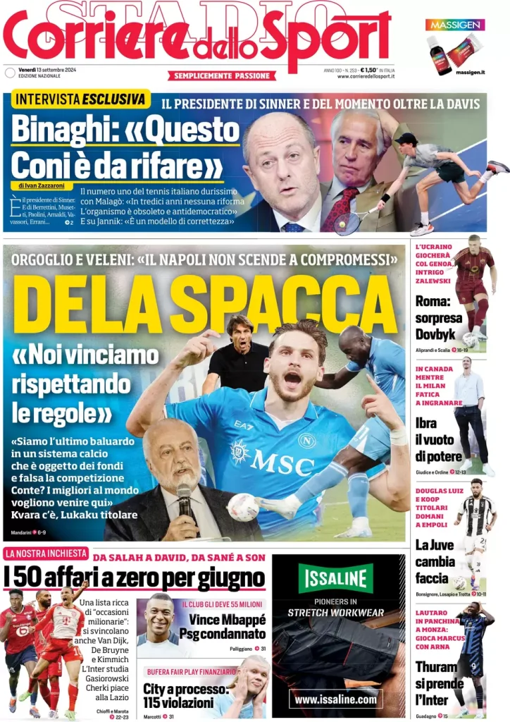 Rassegna stampa Juve: prime pagine quotidiani sportivi - 14 settembre 38 corriere dello sport 010022034