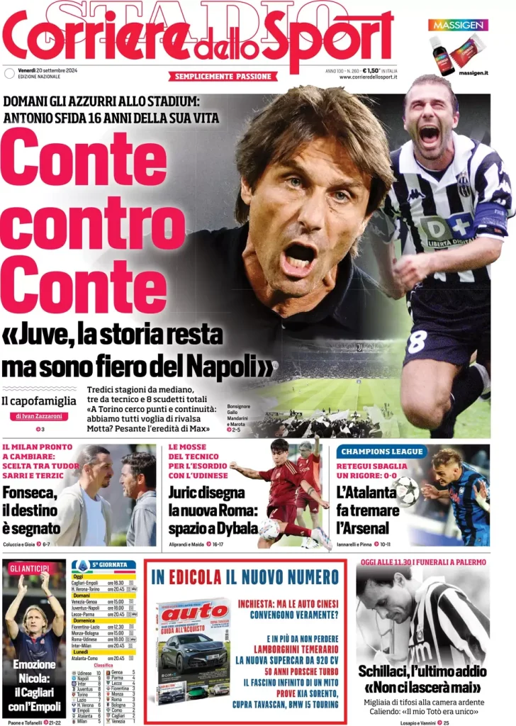 Rassegna stampa Juve: prime pagine quotidiani sportivi - 21 settembre 38 corriere dello sport 010023112
