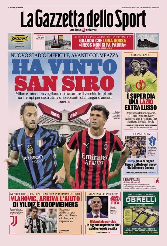 Rassegna stampa Juve: prime pagine quotidiani sportivi - 26 settembre 37 la gazzetta dello sport 005918298