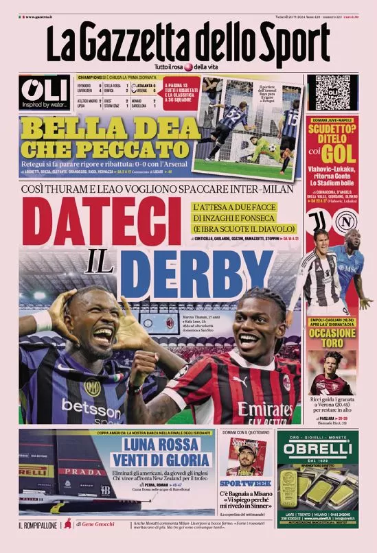 Rassegna stampa Juve: prime pagine quotidiani sportivi - 20 settembre 37 la gazzetta dello sport 010027948