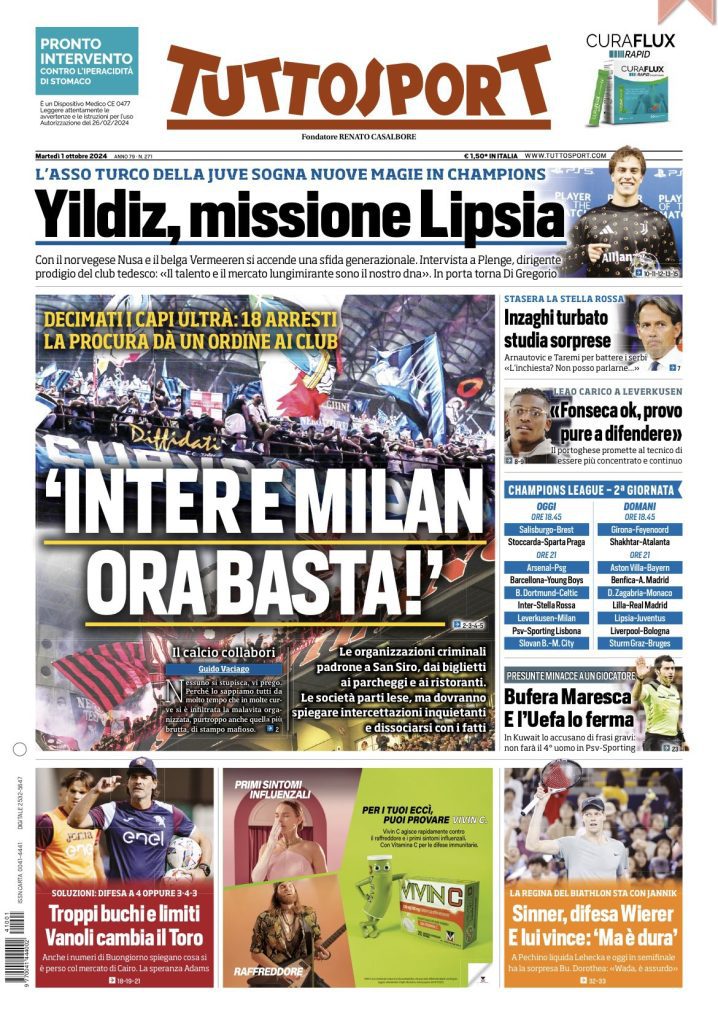 Rassegna stampa Juve: prime pagine quotidiani sportivi - 1 ottobre 36 IMG 7998