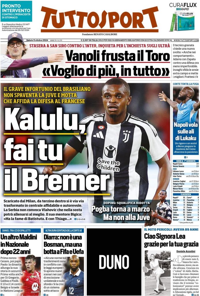 Rassegna stampa Juve: prime pagine quotidiani sportivi - 5 ottobre 37 IMG 8106