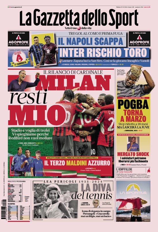 Rassegna stampa Juve: prime pagine quotidiani sportivi - 5 ottobre 39 gazzettafc nazionale web Big