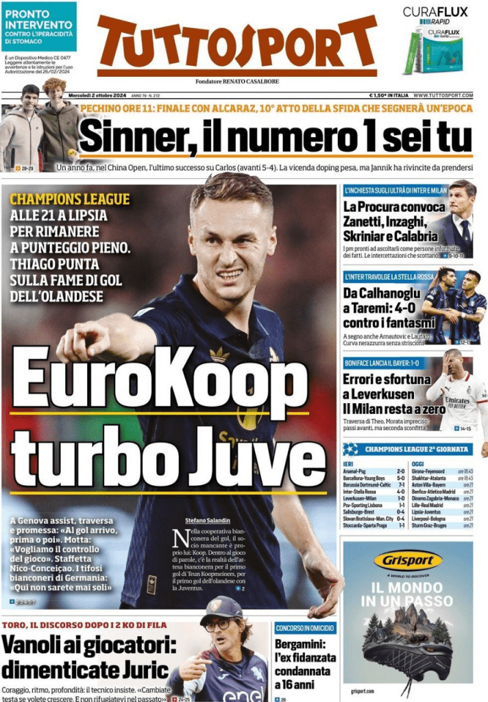 Rassegna stampa Juve: prime pagine quotidiani sportivi - 2 ottobre 37 image