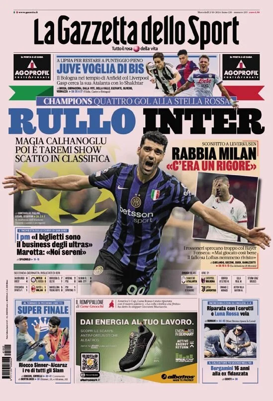 Rassegna stampa Juve: prime pagine quotidiani sportivi - 2 ottobre 36 la gazzetta dello sport 010037738