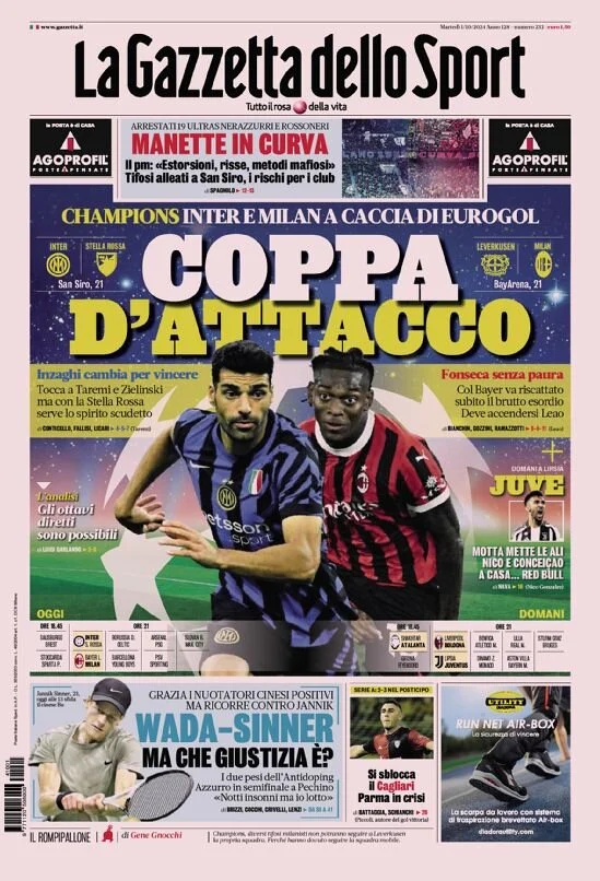 Rassegna stampa Juve: prime pagine quotidiani sportivi - 1 ottobre 38 la gazzetta dello sport 010038263 1