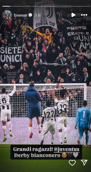 Bremer si complimenta con i compagni di squadra dopo Juve Torino: «Grandi ragazzi! Derby bianconero» - FOTO 37 bremer