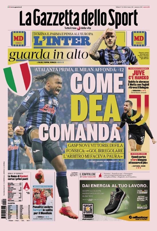 Rassegna stampa Juve: prime pagine quotidiani - 7 dicembre 39 1000306168