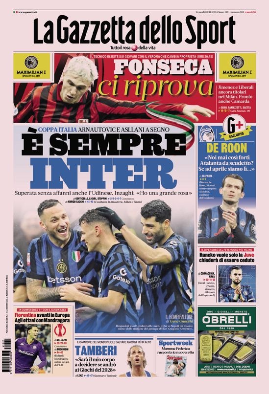 Rassegna stampa Juve: prime pagine quotidiani - 20 dicembre 37 GfMzG6YWYAAgKVZ
