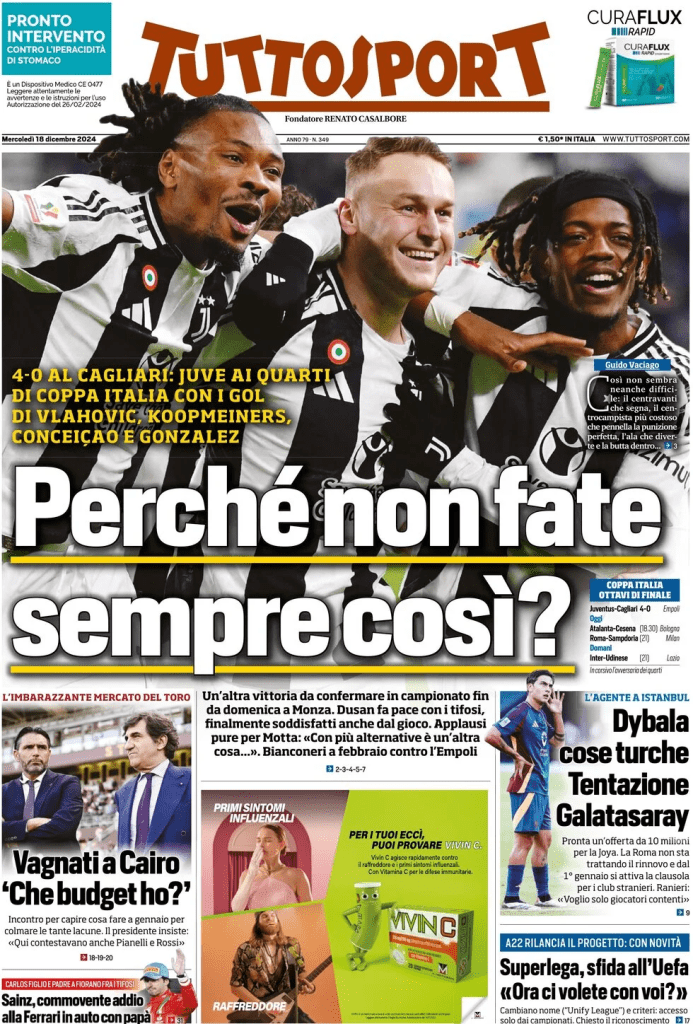 Rassegna stampa Juve: prime pagine quotidiani - 18 dicembre 38 image 18