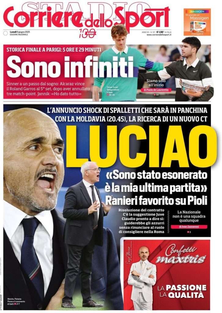 Rassegna stampa Juve: prime pagine quotidiani sportivi - 9 giugno 38 corriere dello sport