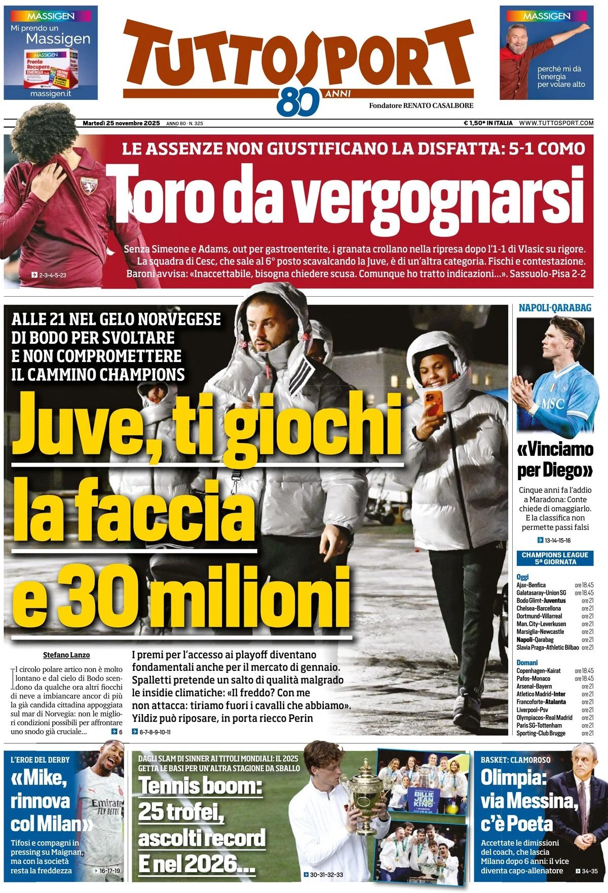 rassegna stampa juve prime pagine quotidiani sportivi 8211 25 novembre da Juventusnews24.com rassegna stampa juve prime pagine quotidiani sportivi 8211 25 novembre