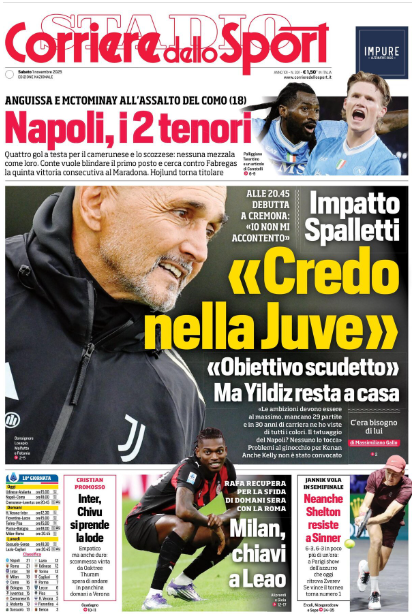 Rassegna stampa Juve: prime pagine quotidiani sportivi – 1 novembre Rassegna stampa Juve: prime pagine quotidiani sportivi – 1 novembre