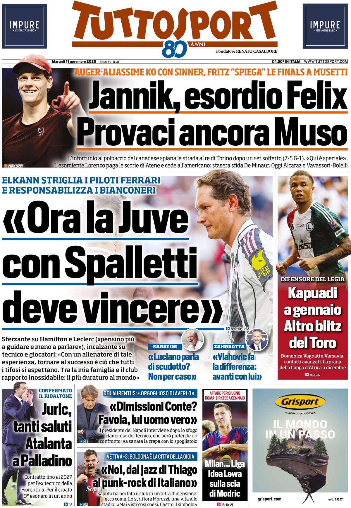Rassegna stampa Juve: prime pagine quotidiani sportivi – 11 novembre