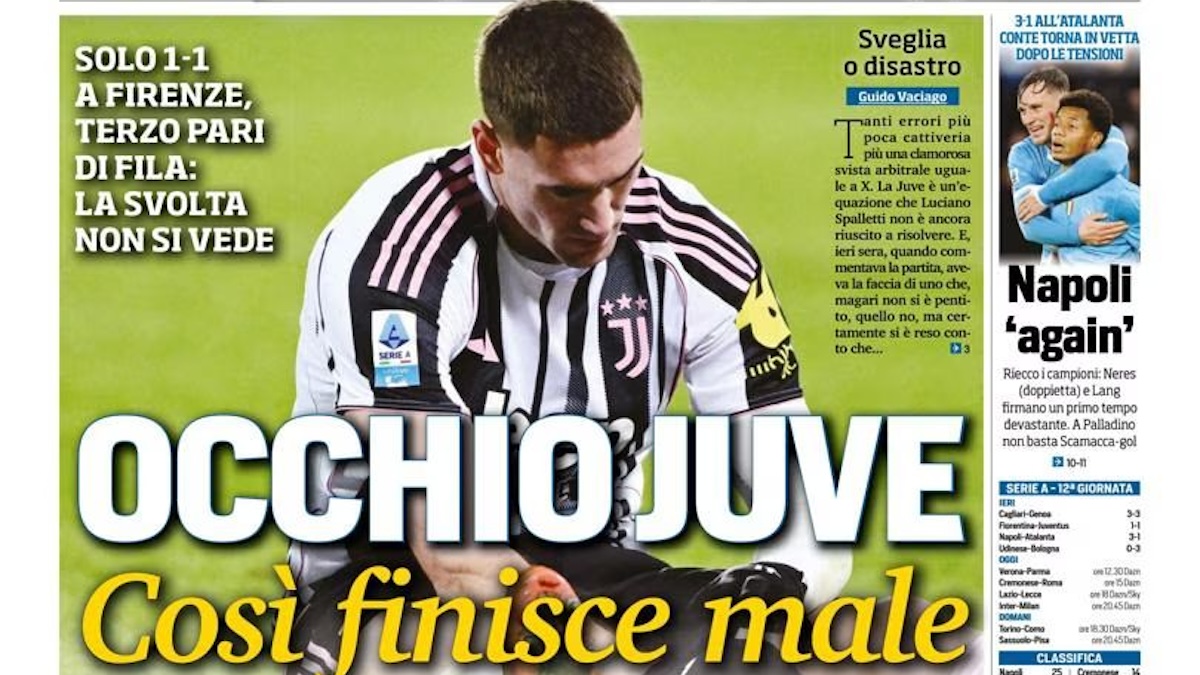 Rassegna stampa Juve: prime pagine quotidiani sportivi – 23 novembre