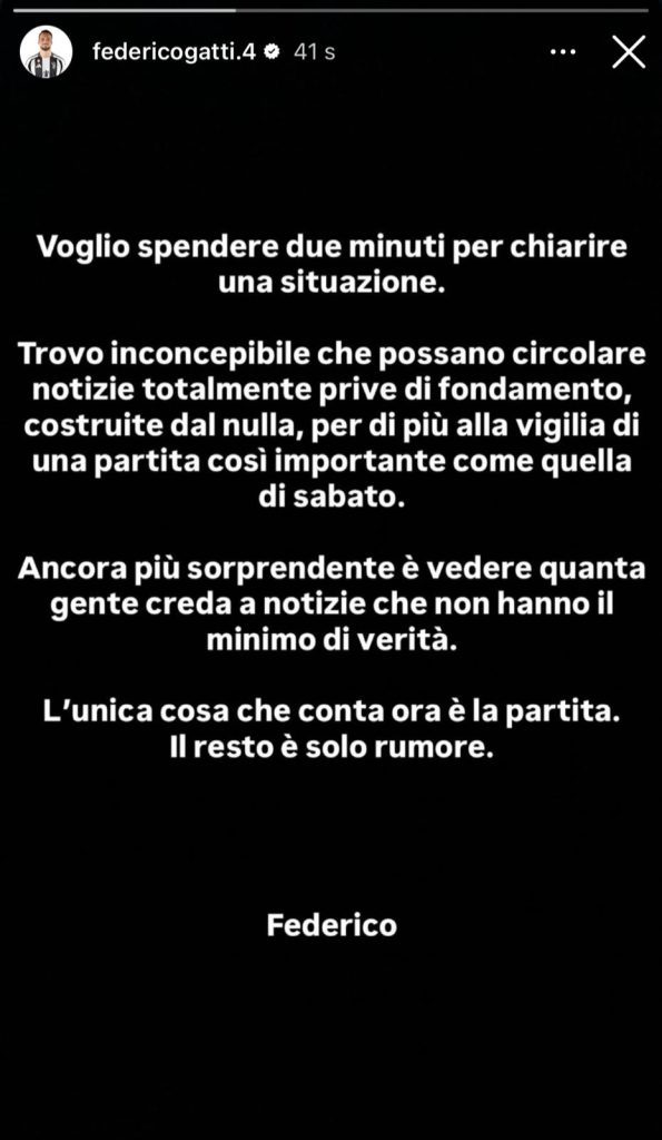 Gatti fa eco a Perin e Locatelli: anche il difensore smentisce i rumors sulla rottura dello spogliatoio. Il suo messaggio sui social - FOTO 37 Gatti